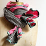 Pink & Black Check Wide Linen Scarf