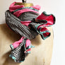 PATCH NYC Pink with Black Check Mixed Fabric Scarf
