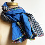 PATCH NYC Royal Blue with Black & Blue Windowpane Check Mixed Fabric Scarf