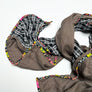 PATCH NYC Cocoa Brown with Black & White Plaid Mixed Fabric Scarf