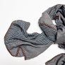 PATCH NYC Grey with Navy Narrow Stripe Mixed Fabric Scarf