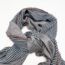 PATCH NYC Grey with Navy Narrow Stripe Mixed Fabric Scarf