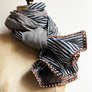 PATCH NYC Grey with Navy Narrow Stripe Mixed Fabric Scarf