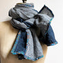 PATCH NYC Indigo Blue with Blue Check Mixed Fabric Scarf