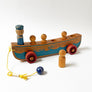 Vintage Wood Toy Ship on Wheels