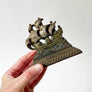 Vintage Spanish Galleon Ship Cast Iron Bookend/ Doorstop