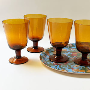 Golden Amber Handblown Drinking Glasses (Set of 4)