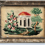 Original Garden Folly Needlework in Frame Vintage Art