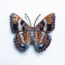 Beaded Orange, Grey, Tan & Amber Butterfly Embroidered Pin by Trovelore