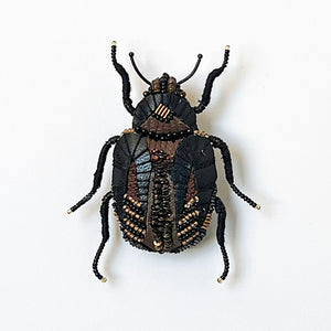Black & Brown Large Beetle Embroidered Pin