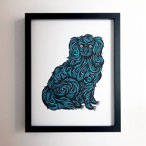 Don Carney Fancy Dog Turquoise Art Print
