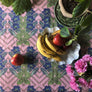 PATCH NYC Blue Trumpet Flower Linen Tablecloth