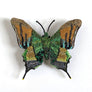 Green & Tan Butterfly Embroidered Pin by Trovelore