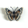 Beaded Grey & White Butterfly Embroidered Pin by Trovelore