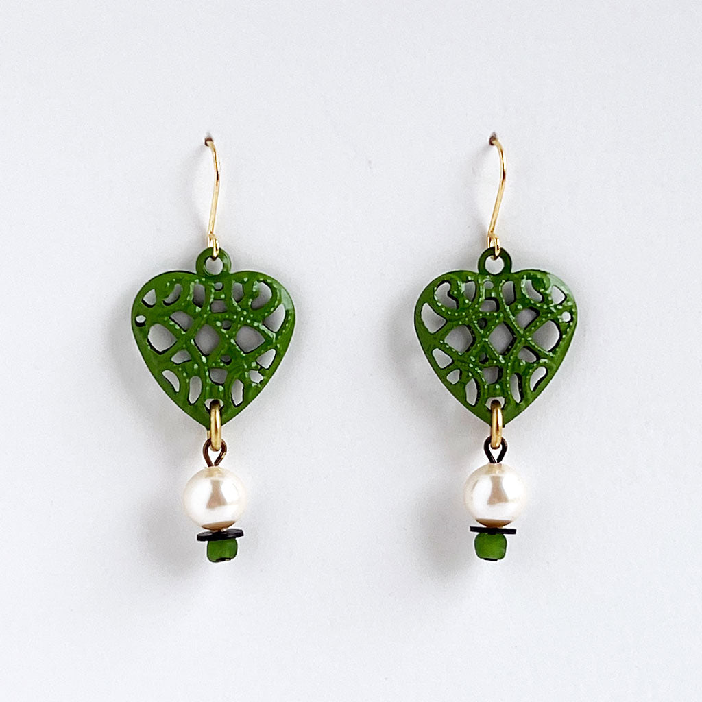 Forest store Green Pearl Earrings