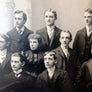 Vintage Group Portrait Photograph of One Woman and Nine Men in a Wood Frame