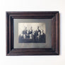 Vintage Group Portrait Photograph of One Woman and Nine Men in a Wood Frame