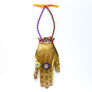 Brass Jeweled Hand with Orange Ribbon Wall Art