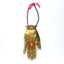 Brass Jeweled Hand with Pink Ribbon Wall Art