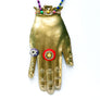 Brass Jeweled Hand with Pink Ribbon Wall Art