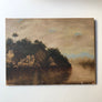Original 1800's Landscape with Rocks Painting on Stretched Canvas