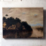 Original 1800's Landscape with Rocks Painting on Stretched Canvas