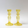 Lemon Yellow Glass Candlesticks, Set of 2