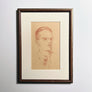 Original Portrait of a Young Man Drawing on Paper Vintage Art in Wood Frame