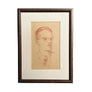 Original Portrait of a Young Man Drawing on Paper Vintage Art in Wood Frame