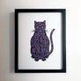 Don Carney Sitting Cat Pink Art Print
