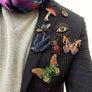Green & Tan Butterfly Embroidered Pin by Trovelore