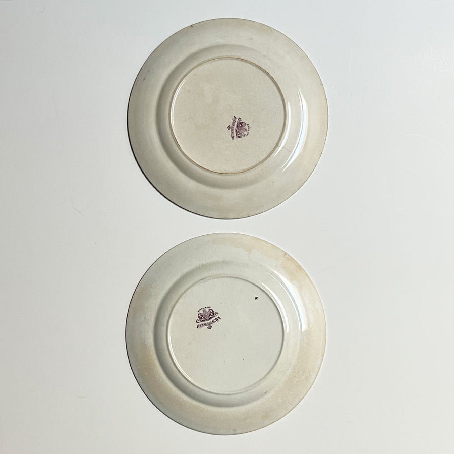 Vintage Purple Transferware Baronial Ceramic Plates (Set of 2)