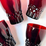 Vintage Drinking Glasses Faceted Ruby Red (Set of 4)