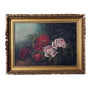 Vintage Pink & Red Roses Original Painting on Canvas in Gold Frame