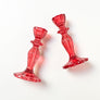 Ruby Red Glass Candlesticks, Set of 2