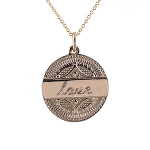 Engraved Medallion Charm: Love