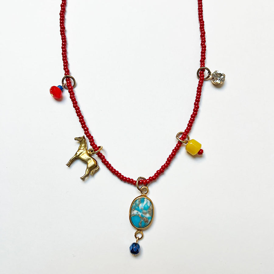 Collage Necklace: Red (12-4)