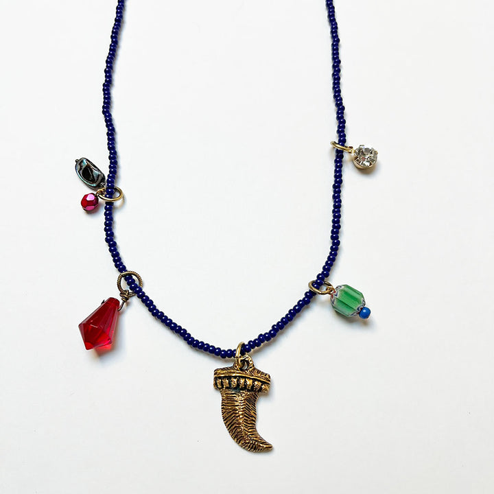 Collage Necklace: Navy Blue (12-7)