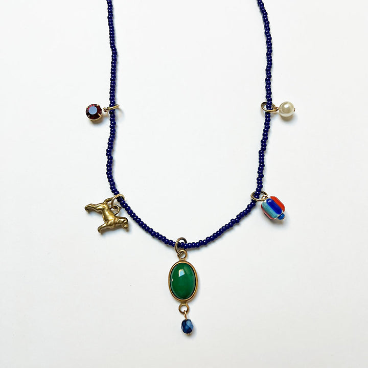 Collage Necklace: Navy Blue (12-8)