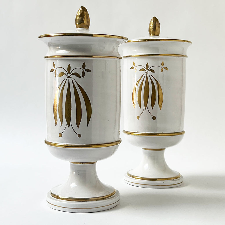 Vintage Ceramic Apothecary Jars Made in Italy (Set of 2)