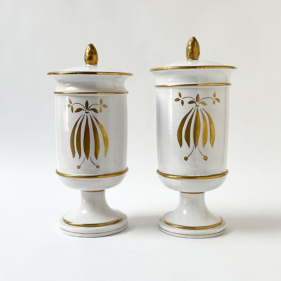 Vintage Ceramic Apothecary Jars Made in Italy (Set of 2)