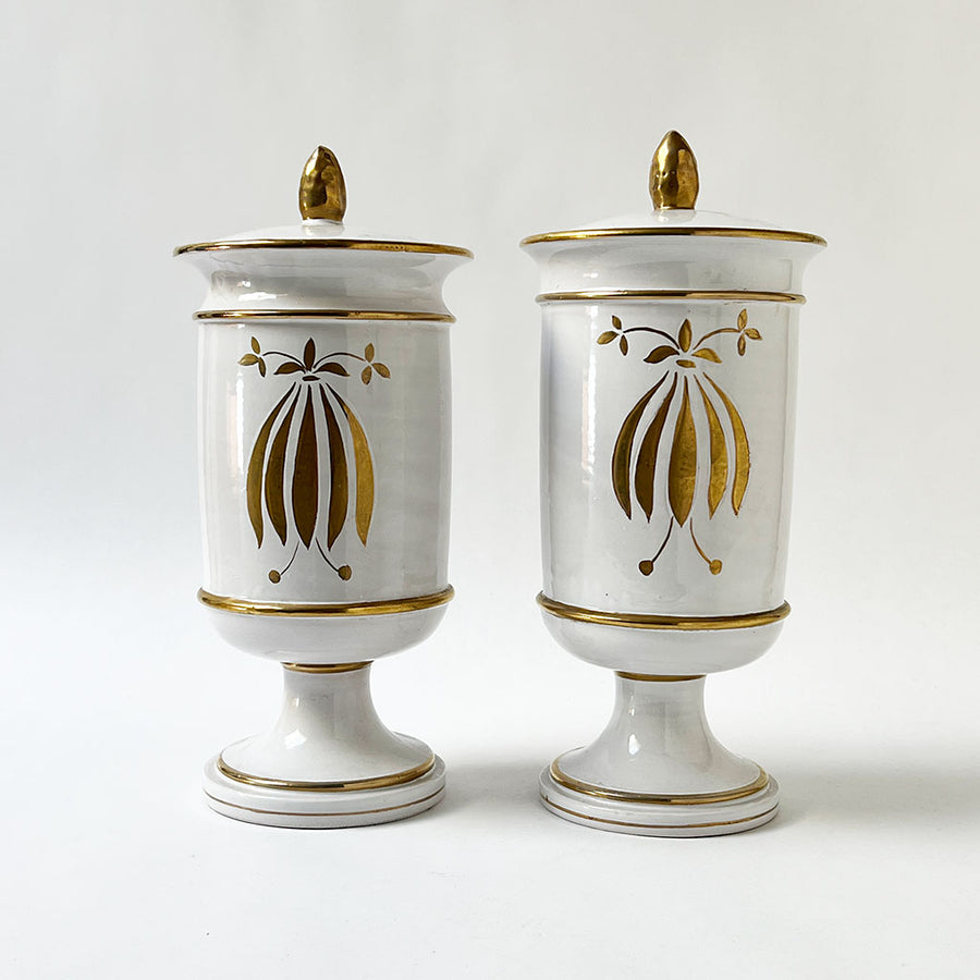 Vintage Ceramic Apothecary Jars Made in Italy (Set of 2)