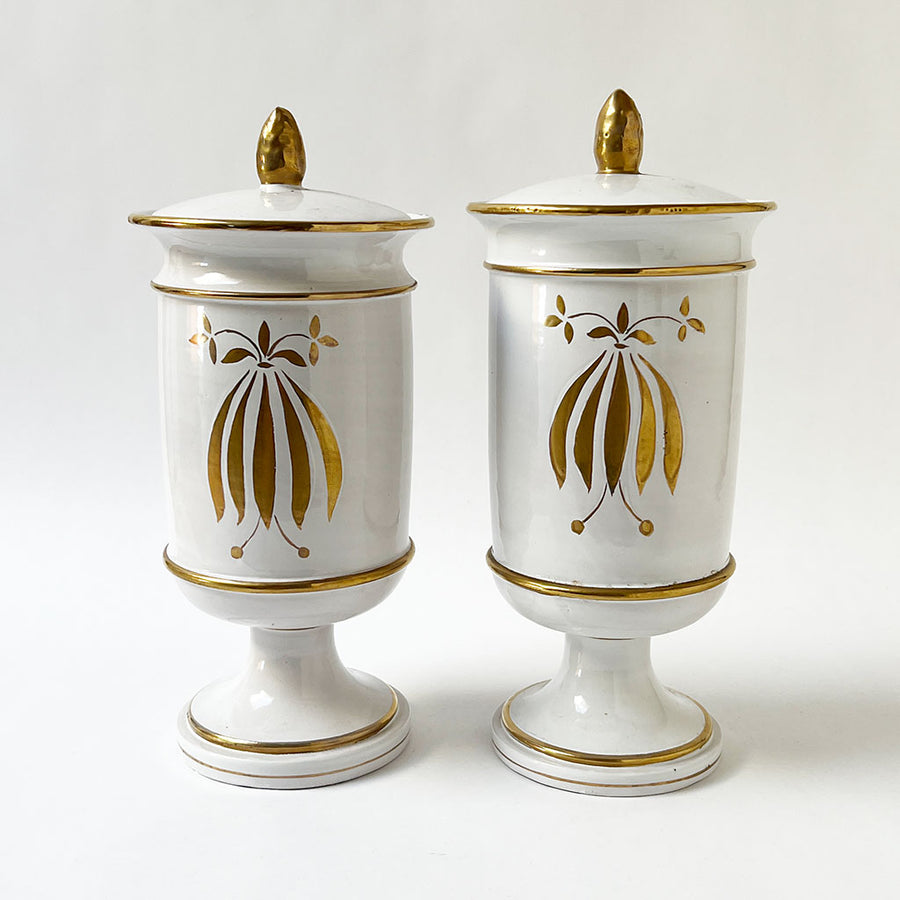 Vintage Ceramic Apothecary Jars Made in Italy (Set of 2)