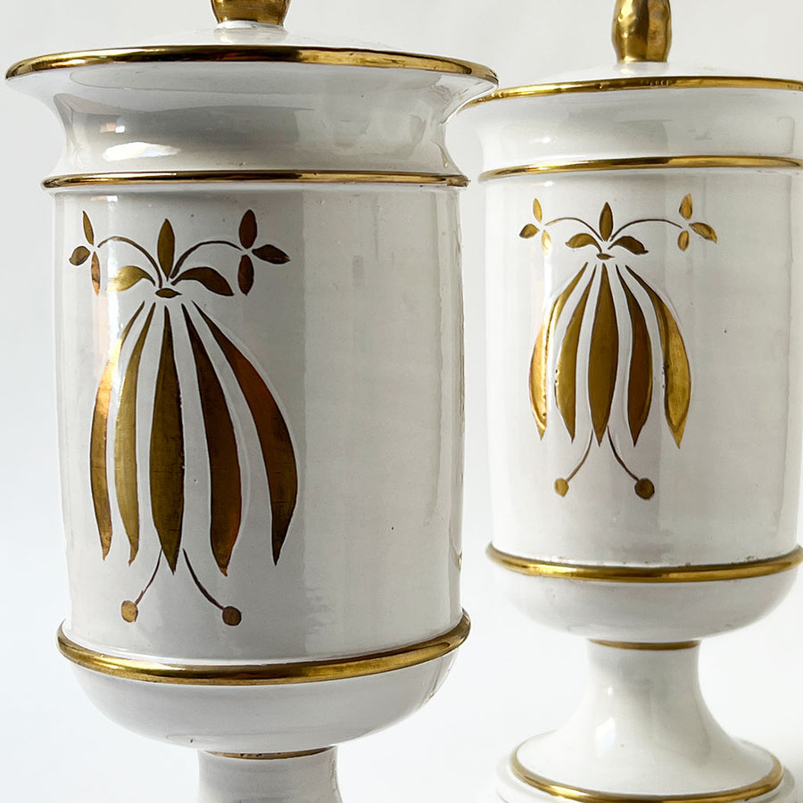 Vintage Ceramic Apothecary Jars Made in Italy (Set of 2)