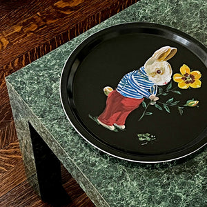 Nathalie Lete Bunny in a Striped Top Round Tray