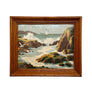 Rocky Beach with Seagulls - Original  Painting on Board in Wood Frame