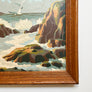 Rocky Beach with Seagulls - Original  Painting on Board in Wood Frame