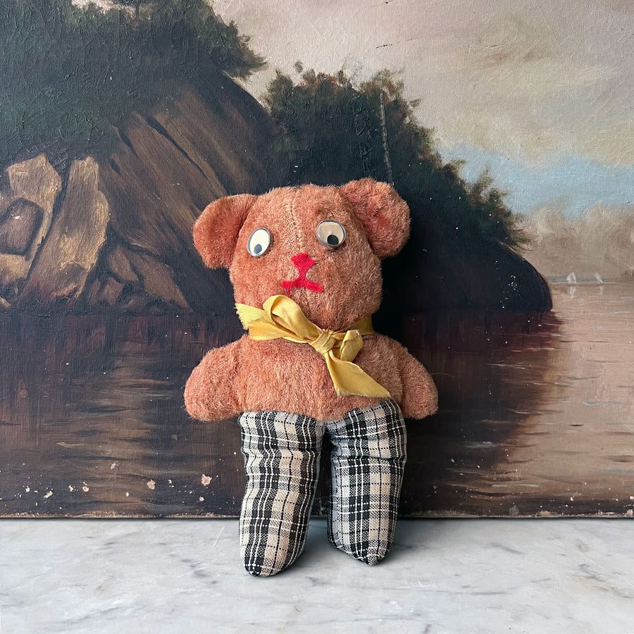 Vintage Bear in Plaid Pants Plush Figure