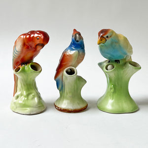 Vintage Ceramic Bird Bud Vases Made in Czechoslovakia (Set of 3)