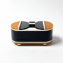 Polished Lucite Keepsake Box: Black, Cream, Amber Circles